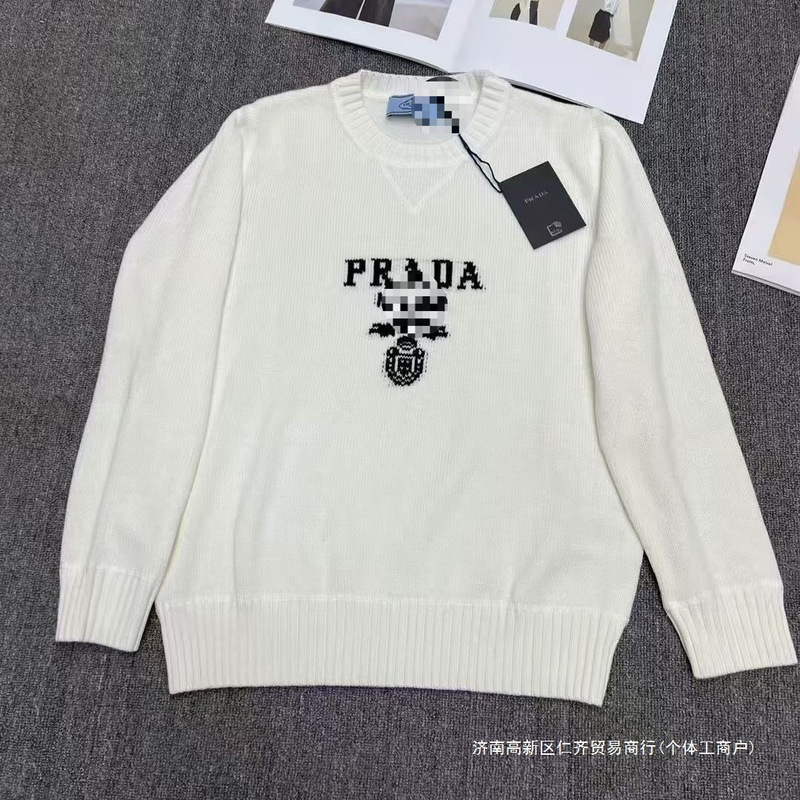 (Factory Direct Sale) Letter Jacquard Knit Sweater New Korean Style Loose Lazy Style Versatile White Gray Women's Sweater