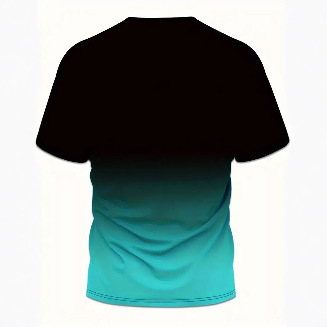 Fiesta de la cerveza color de fondo degradado impresión 3D hombre calle salvaje suelta transpirable manga corta cuello redondo camiseta en stock