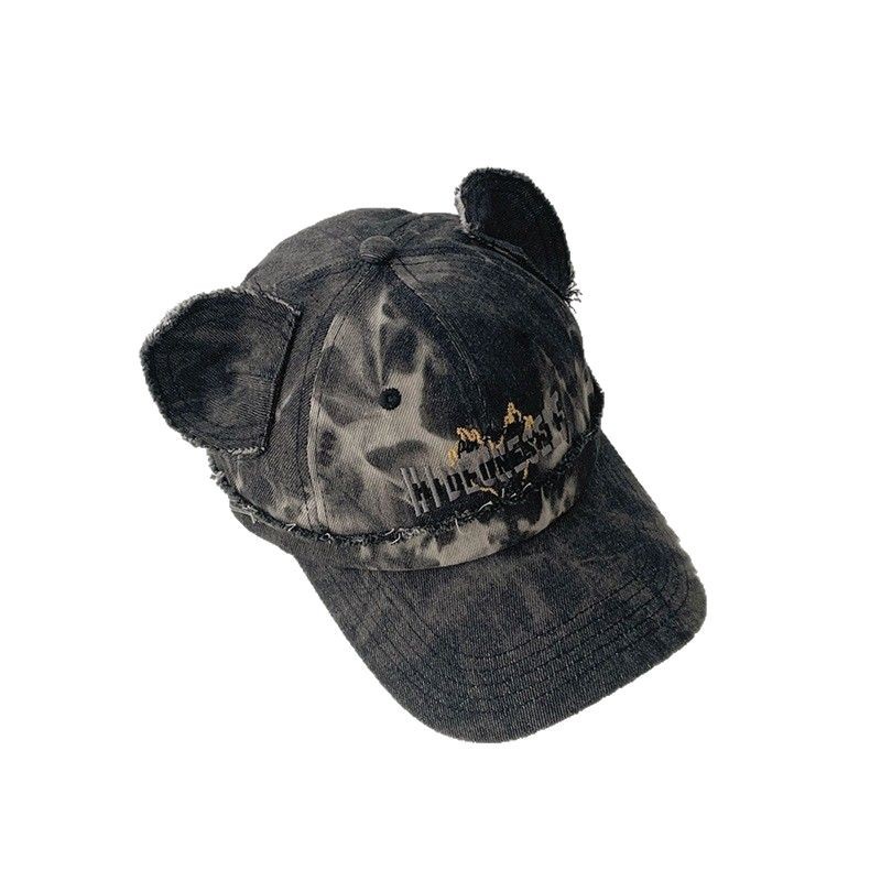 Padres e hijos hacen viejos sombreros de béisbol retro vaqueros adorables orejas de oso hip-hop callejero adultos sombreros de boca de pato marea