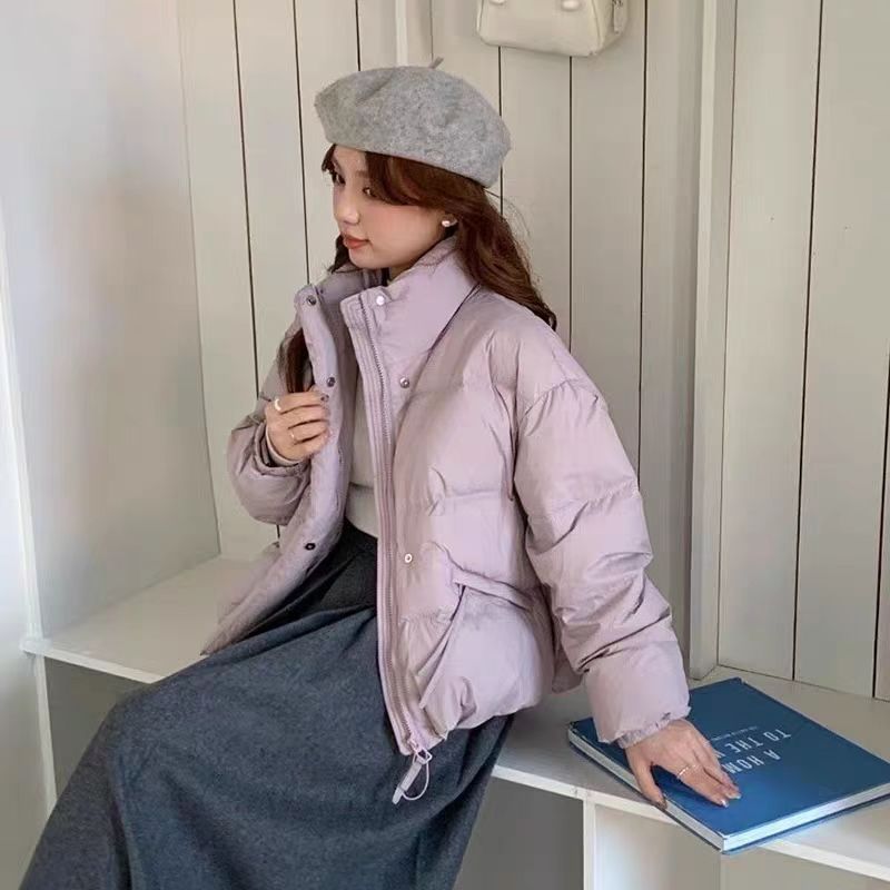 糖果色立领羽绒服女短款2025冬季新款甜美白鸭绒小个子显瘦面包服|undefined