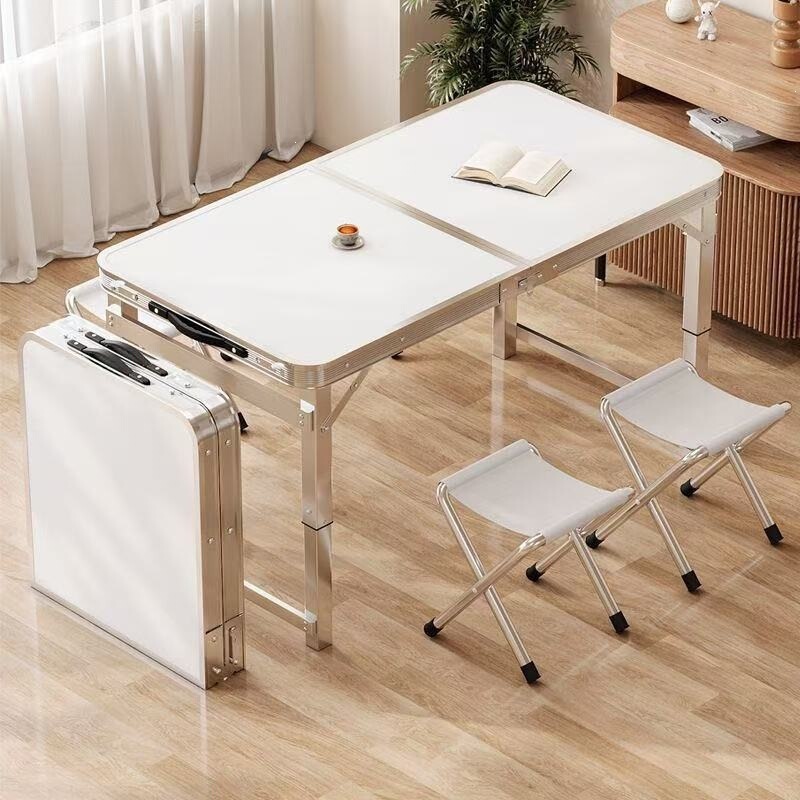 Outdoor Folding Table for Night Market Stalls, Simple Table for Home Use, Foldable Dining Table and Chairs, Portable Rectangular Table for Street Stalls