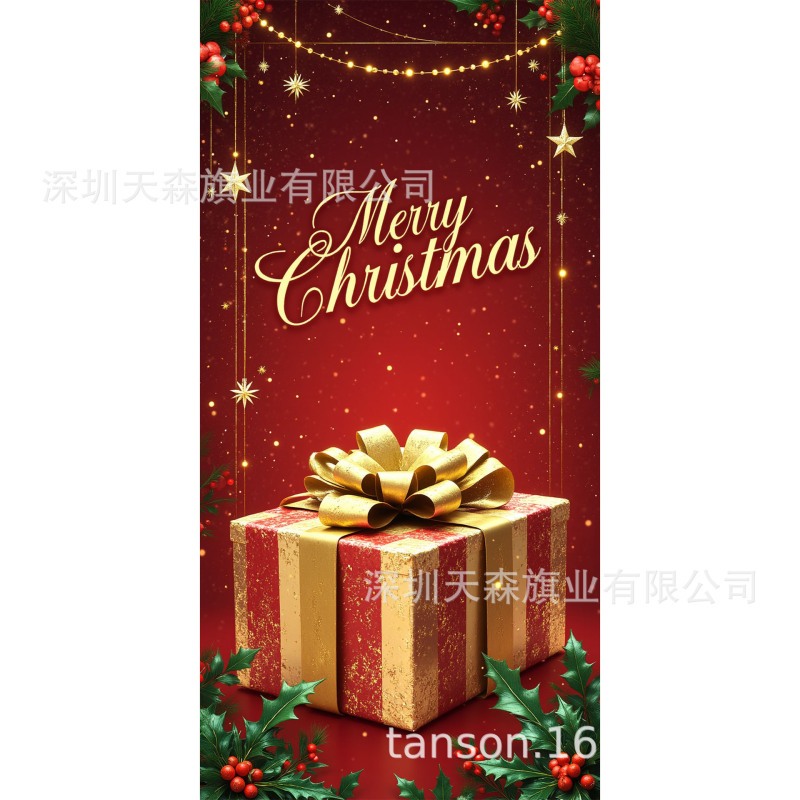 圣诞节门盖冬季雪人节日门套欧美跨境派对布置背景布新款门盖|undefined