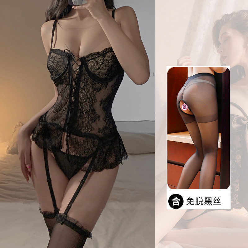 블랙 블랙 오픈 크로 치 양말
