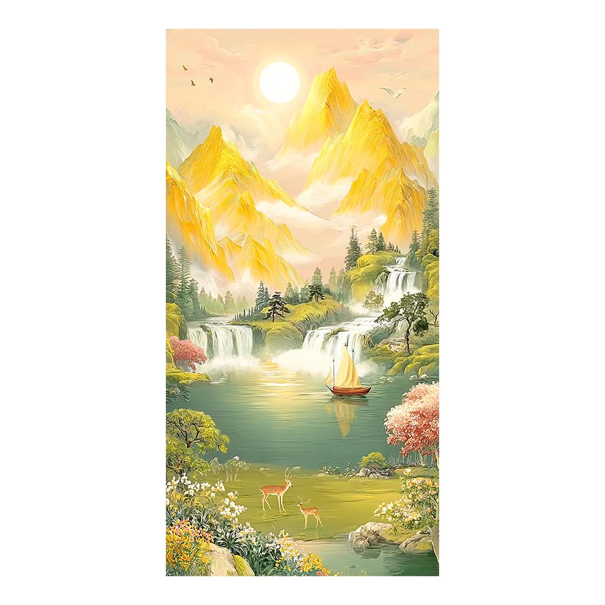 [Algodón importado] Mona Lisa Royal Crosspoint Sunshine Jinshan un paisaje clásico de bordado decorativo