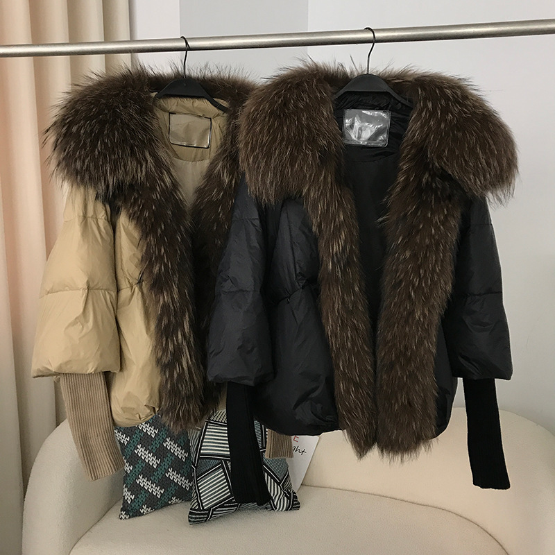 Women's Down Jacket With White Duck Down And Fur Short Coat_voghion.com
