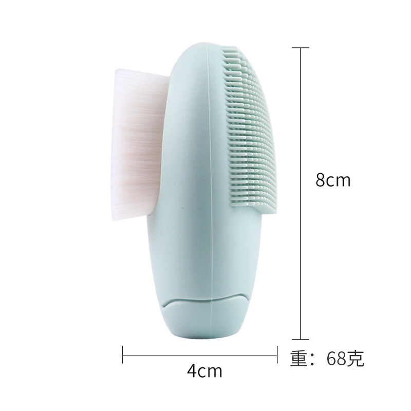 Herramientas de belleza al por mayor transfronterizas cintura pequeña herramienta de cepillo de cara de silicona suave de doble cara de pelo cepillo de limpieza facial cepillo de cara