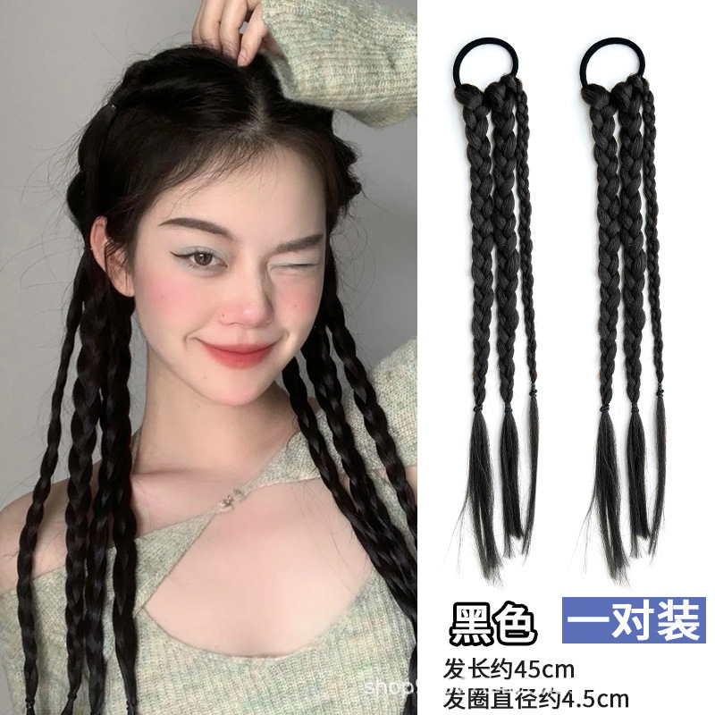 세 가닥 땋기(검은색) 한 쌍