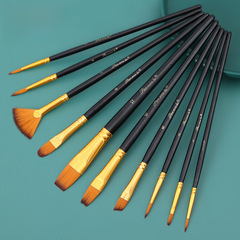 Cross-border new 10-piece brush set, dual-color nylon hair watercolor and acrylic oil painting brushes, factory wholesale
