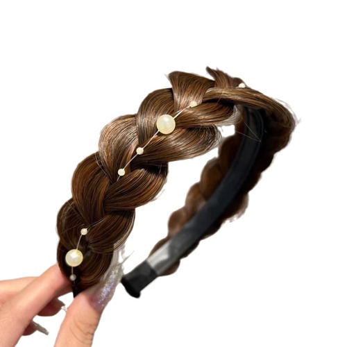 High skull braided headband  Internet celebrity new lazy wig hairpin handmade fishbone braided headband for women