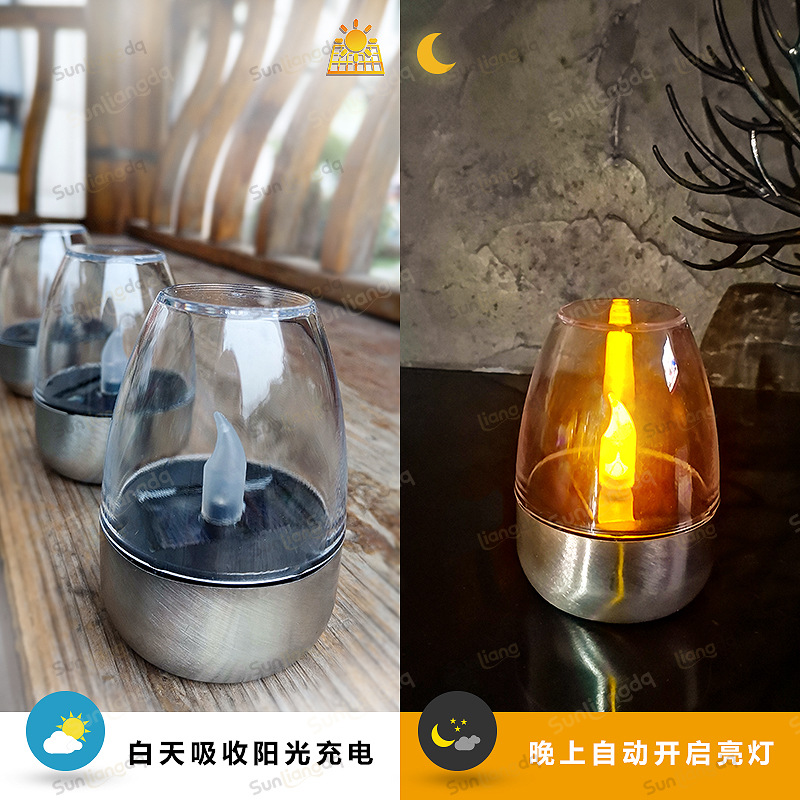 Nueva lámpara solar vela Lámpara decorativa atmósfera solar jardín lámpara al aire libre noche luz impermeable fábrica