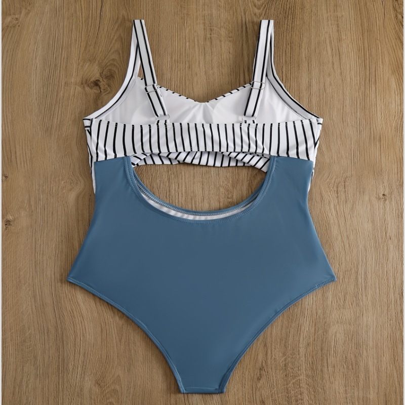 Traje de baño de una pieza transfronterizo con diseño fruncido y calado, traje de baño adelgazante de cintura alta para mujer, adecuado para nadar en aguas termales.