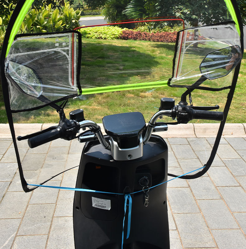 Zippered Electric Motorcycle Windscreen, Transparent Cold-Proof, Rain-Proof, Windproof Cover, Widened and Thickened Rain Shield for Electric Scooters