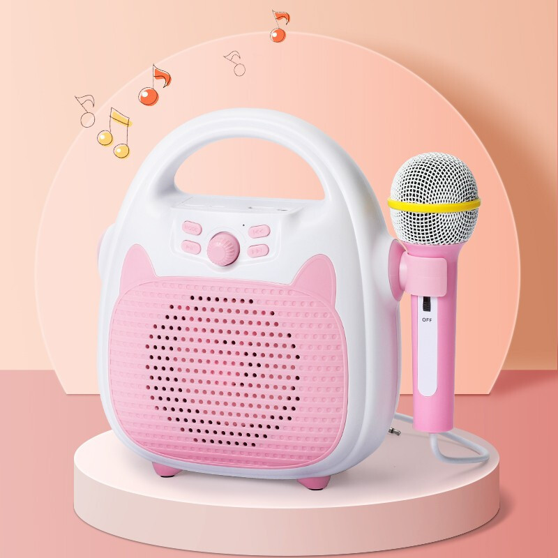 Portable Kidsren's Bluetooth Microphone Audio Integrated Karaoke Singing Machine Music Small Microphone Toy for Boys and Girls