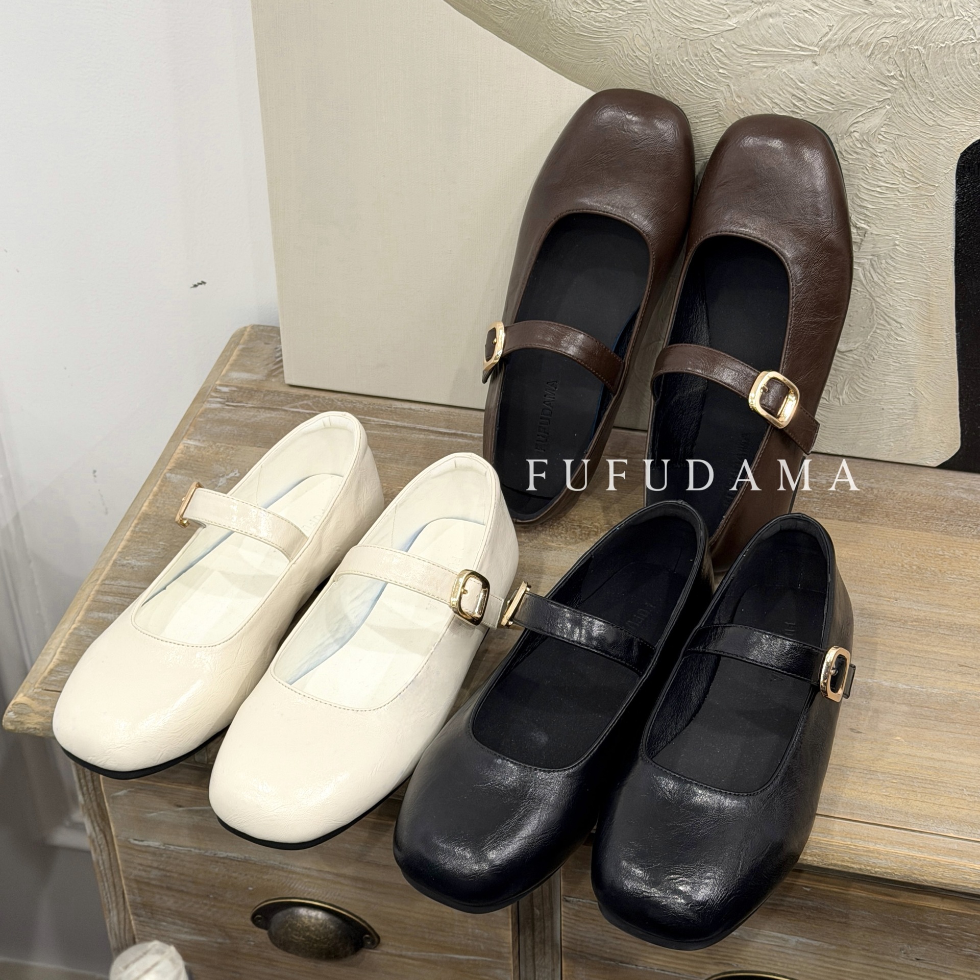 Retro universal Mary Jane shoes square toe flat