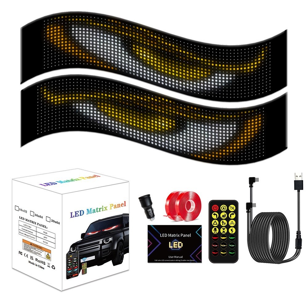 Ojos del demonio lámpara de coche LED pantalla de publicidad USB pantalla flexible aplicación programable camión dinámico lámpara de ojos