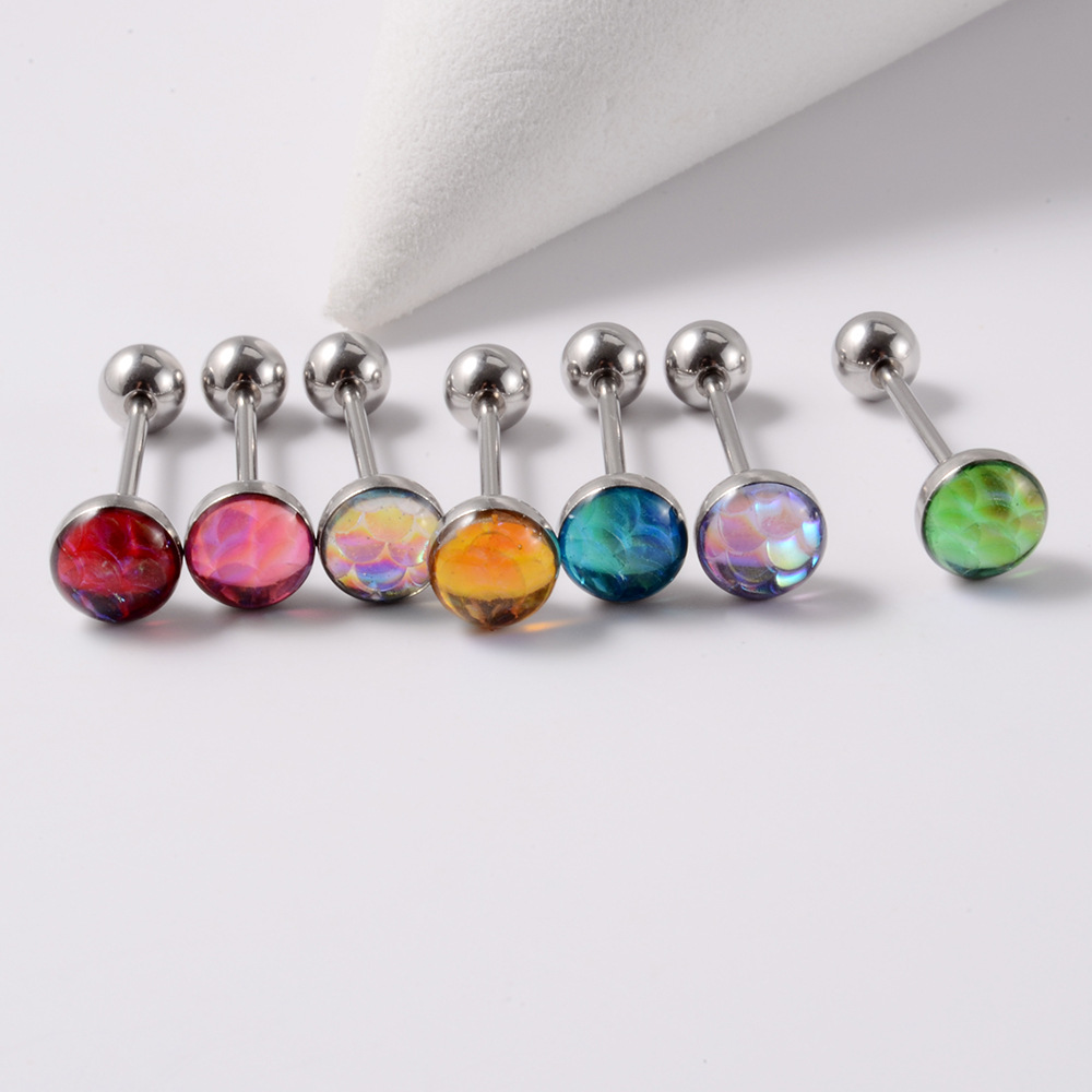 Fashion Round Stainless Steel Polishing Enamel Tongue Nail 1 Piece