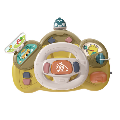 Children's early education steering wheel toy baby simulation simulation co-pilot fun music story baby stroller pendant