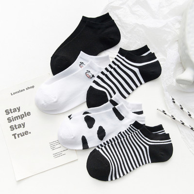 lovely Socks Cartoon Dairy cow Mesh ventilation Socks Shallow mouth Thin section