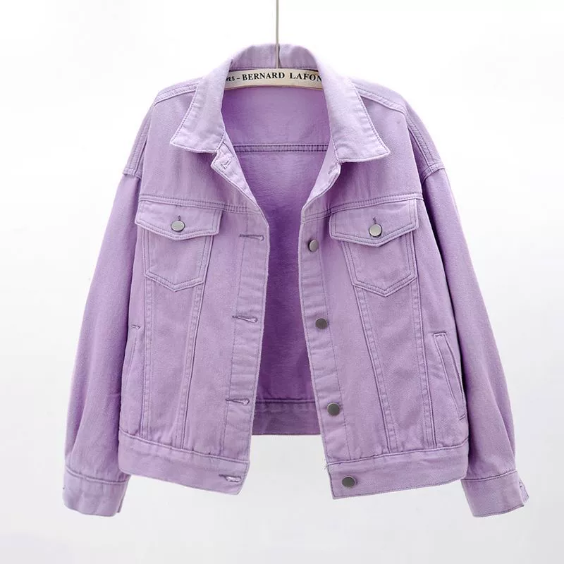 Jacket, denim short long-sleeve for students, Korean style