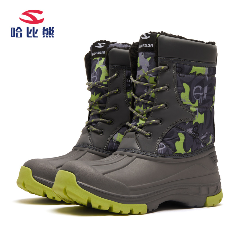 Habbear botas de nieve para niños botas de algodón forradas de lana botas de algodón de media pantorrilla botas de algodón de estilo de comercio exterior cálido entrega de una sola pieza