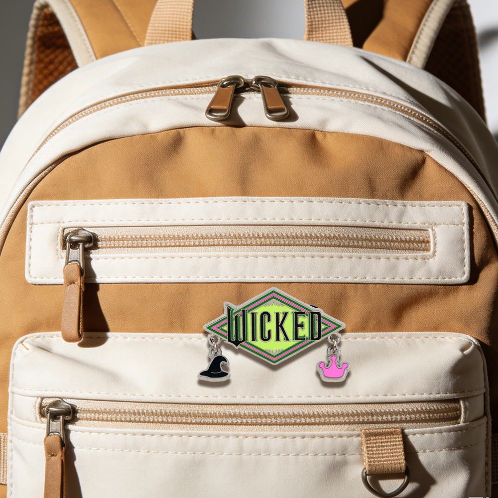 Musical-Themed Merchandise: Evil Witch Brooch, Witch Hat and Crown Pendant Badge, Diamond-Shaped Metal Backpack Accessory