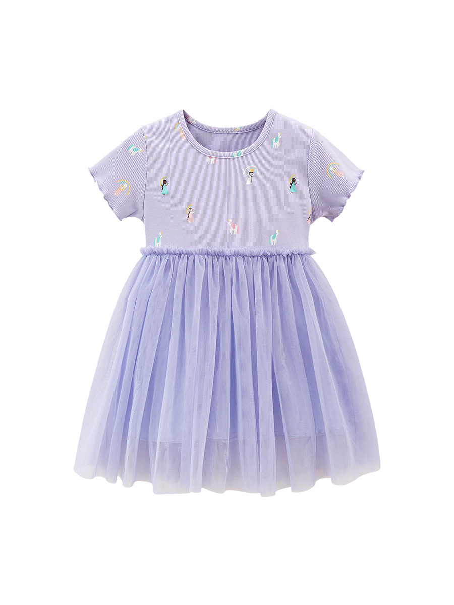 Vestido de niña de dibujos animados de estilo europeo y americano de verano manga corta vestido de princesa para niños