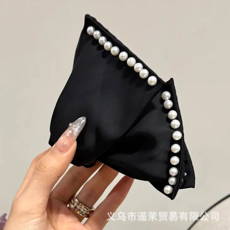 轻奢气质黑色蝴蝶结泡泡抓夹女2025高级感后脑勺发夹鲨鱼夹子头饰|undefined