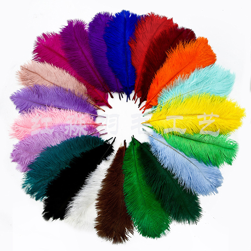 Factory In-Stock Ostrich Feathers 30-35cm Colorful Feathers for Wedding Decoration DIY Decoration Wholesale Colorful Feathers Creative and Environmentally Friendly
