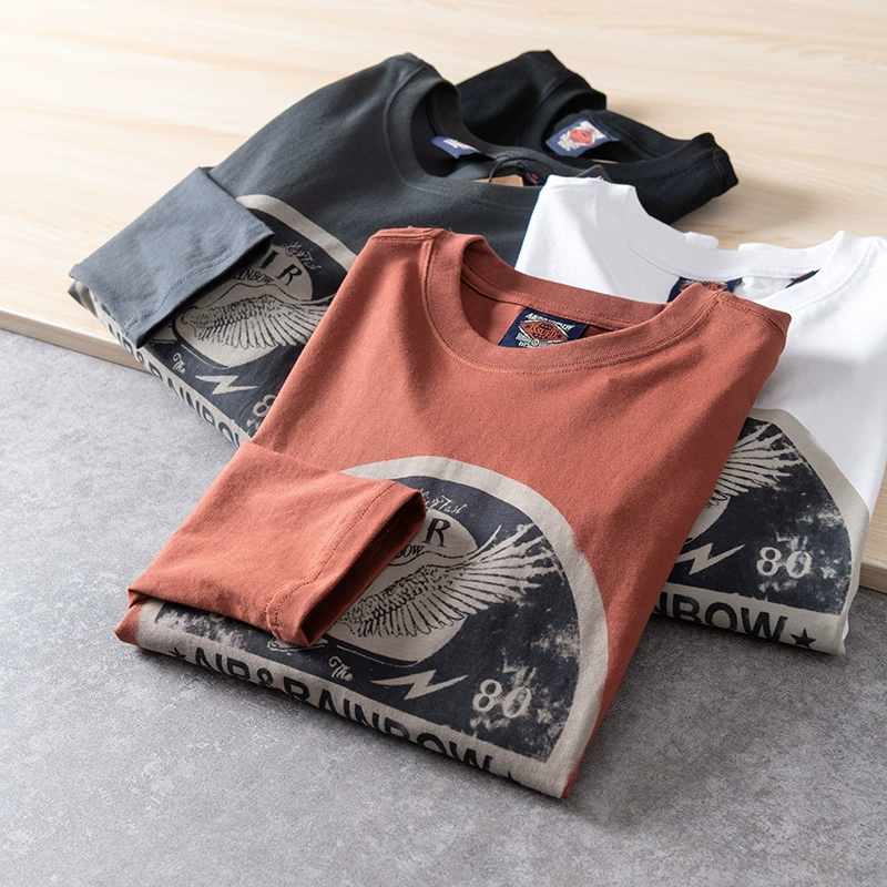 Комфорт Синьцзян-длиннокашемировый хлопок внешняя торговля мужская одежда хвост весной новая повседневная футболка с длинными рукавами с круглым вырезом