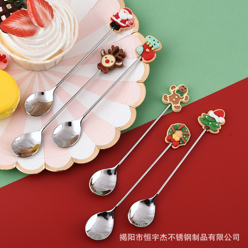 Christmas gift tableware spoon Fork suit Santa Claus elk cartoon portable storage box holiday activity gift
