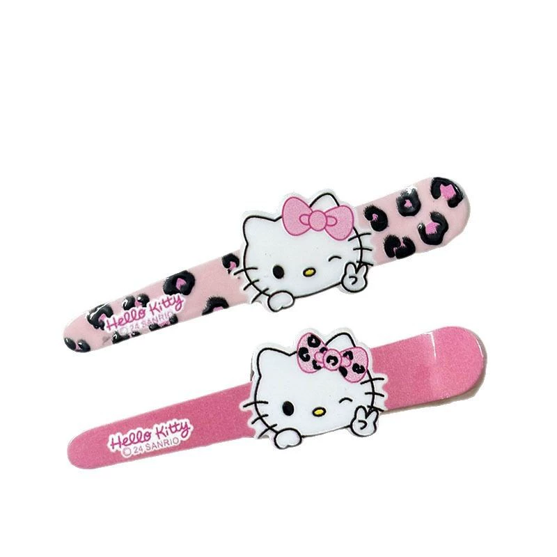Акриловые заколки Hello Kitty, милые принты (леопард, горох, клетка), лёгкий набор из 6 штук
