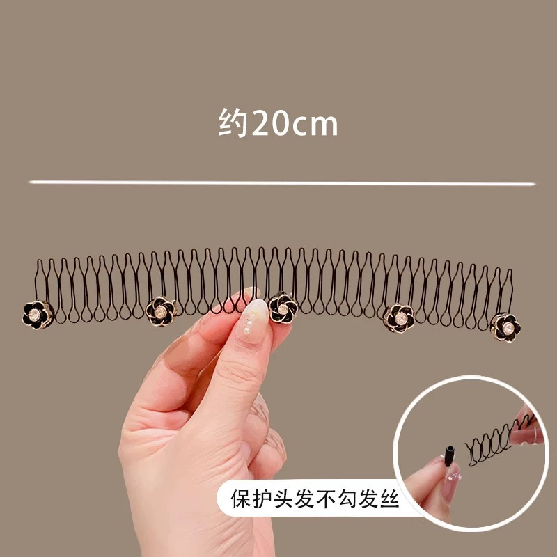 Hair comb clip long decorative comb, anti-breakage styling with pearl & floral accents
