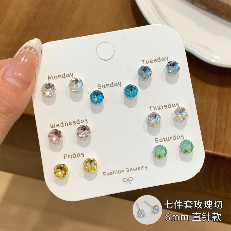 秋のカラフルな蝶と花と真珠のイヤリングセット、女性用シルバーニードル、小さくて上品で甘い高級感のあるイヤリング|undefined