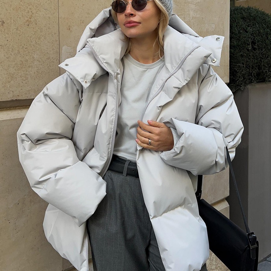 Women's Clothing cotton jacket cotton jacket women's loose warm solid color cotton jacket coat tops_voghion.com