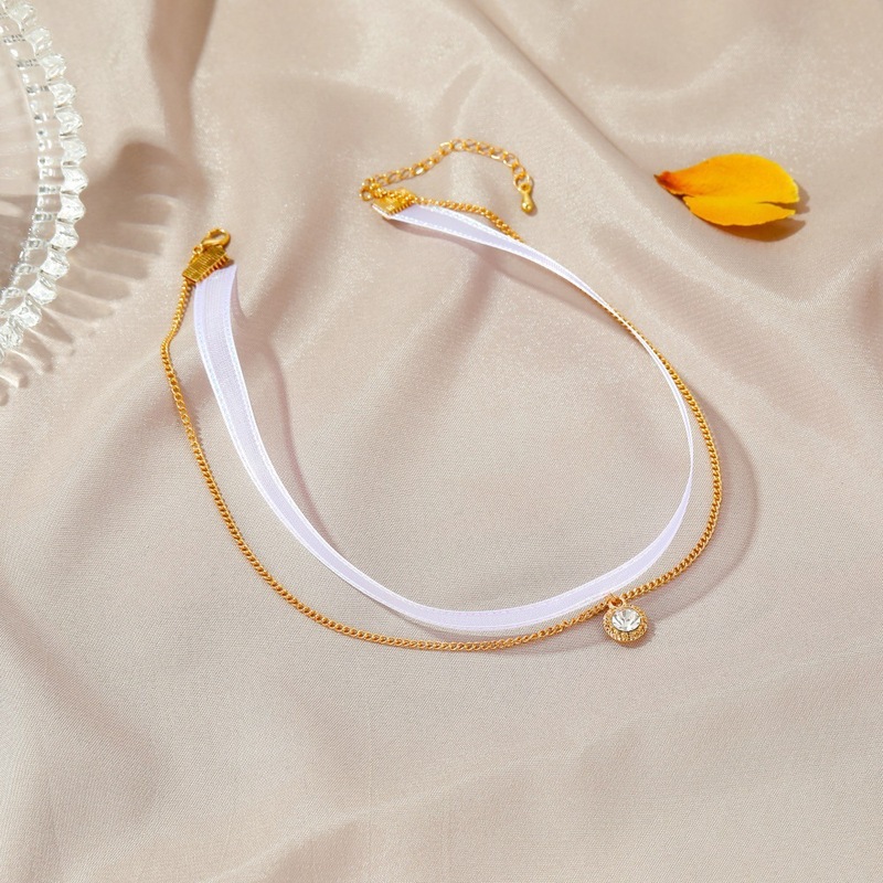 Cadena de malla simple de doble capa, collar gargantilla súper inmortal personalizado japonés y coreano, francés famoso en Internet_voghion.com