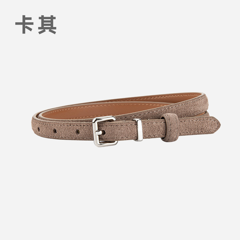 日系小裤带女士磨砂反绒真皮腰带装饰牛仔裤配饰时尚百搭细皮带女|undefined