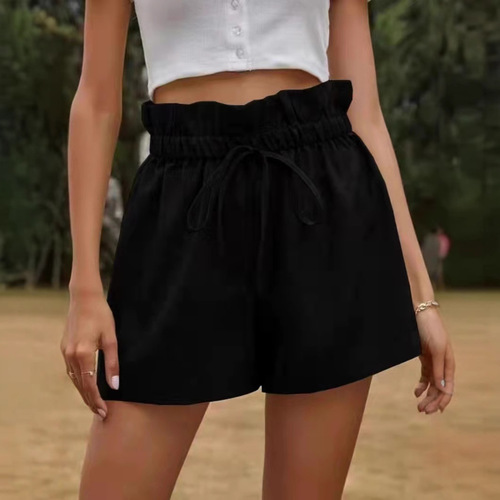 Summer Wish Women's Casual Comfort Shorts European Style High-Waisted Belted Loose Wide Leg Pants