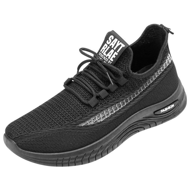 Zapatos de los hombres nueva primavera 2023 Comercio exterior transfronterizo zapatos de los hombres volando tejido con cordones casual jogging al por mayor zapatilla de deporte de los hombres