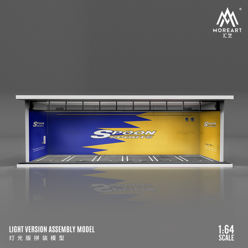 Escena 1:64 garaje de estacionamiento subterráneo modificado RV modelo de coche caja a prueba de polvo con montaje de luz LED