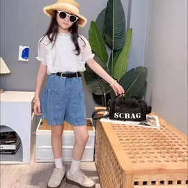女童夏装短袖套装2026新款中大童夏季韩版娃娃衫上衣儿童牛仔短裤