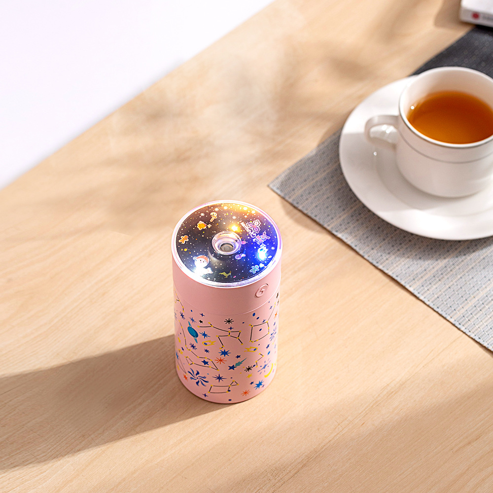 새로운 라운드 별이 빛나는 하늘 가습기 USB250ML 스프레이 꿈 프로젝션 공기 정화 습도 두 조각 무료 배송