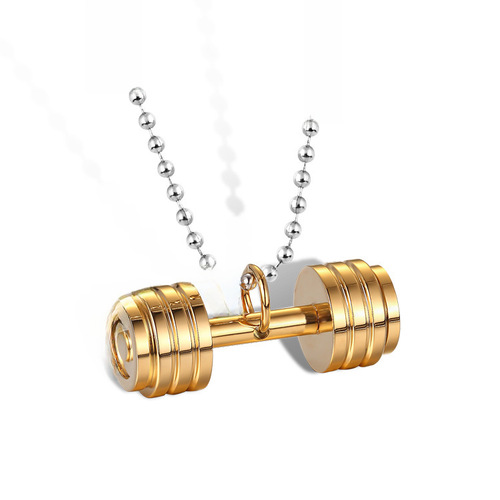 Men's Pendant European and American Personality Stainless Steel Dumbbell Barbell Pendant Fitness Bodybuilding Sport Pendant PN-532