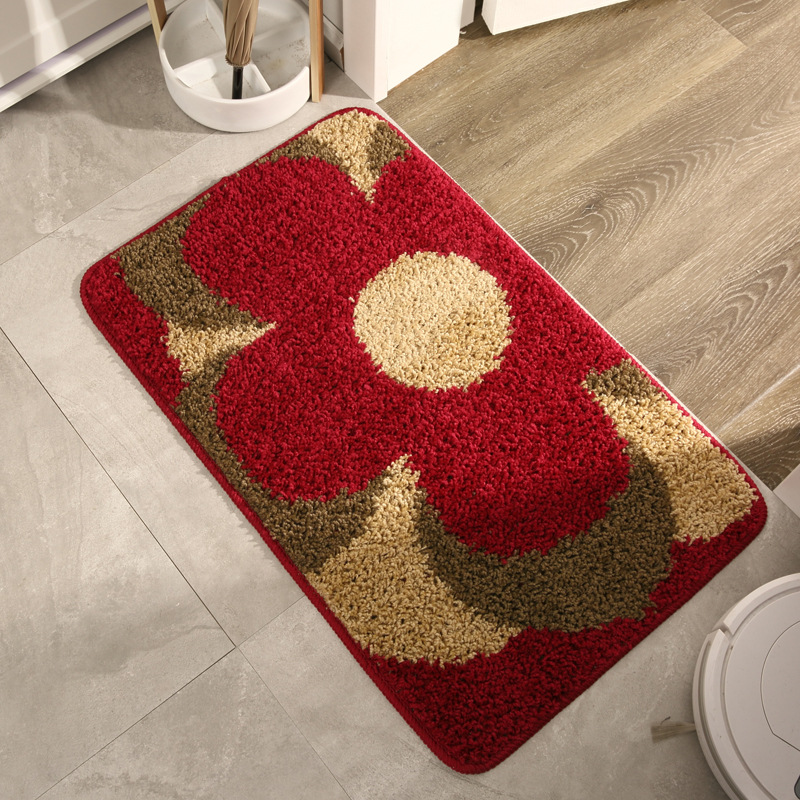 Shake Sound Explosive Bathroom Mat New Chinese Woven Carpet Dirt Resistant Non-slip Easy-care Plaid Foot Mat Toilet Mat