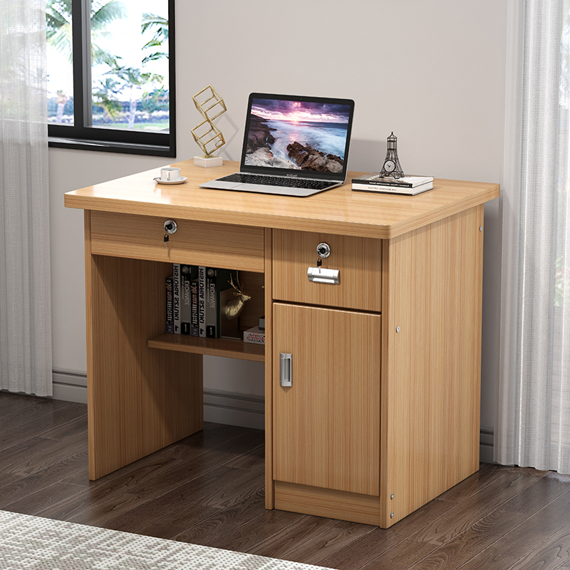 Office Desk 8cm Small Home Desk Student Writing Desk with Drawer Lock Desktop Computer Desk