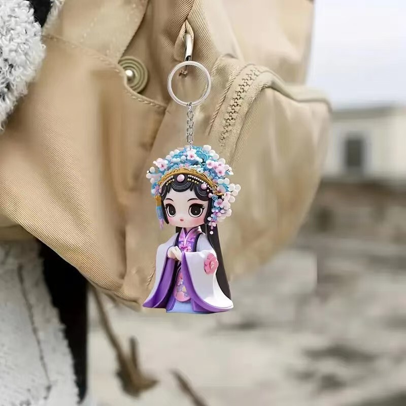 新しいかわいい小さな華丹妖精ペンダントアクリルクロスボーダーフラットインテリアバックミラー装飾キーホルダー|undefined