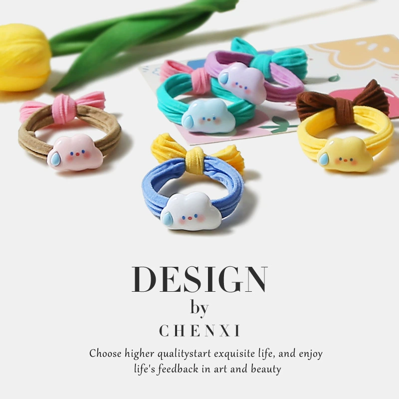 Новый стиль милый безмолвный облачный круг для волос Сладкая девушка бант веревка для головы модная фрикаделька для волос