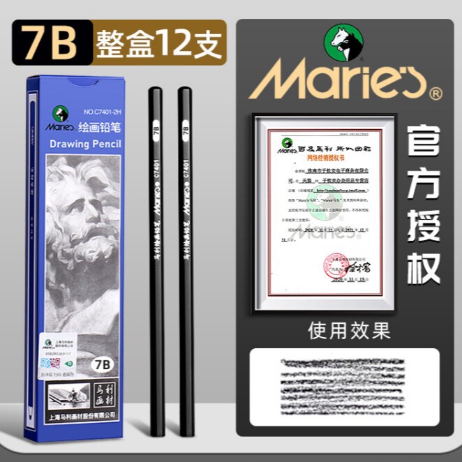 マーリー スケッチ鉛筆 美術学生描画 2B 木炭 C7401 ハードミディアム ソフト カーボンペン 4B 絵画スケッチ ペンボックス|undefined