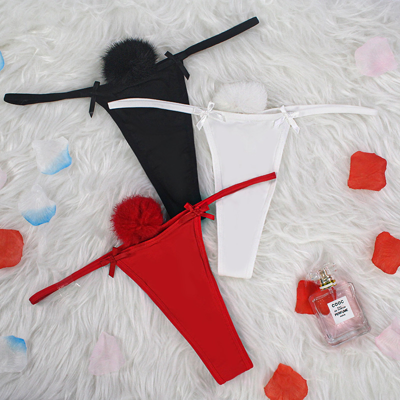 European and American size thong women's sexy low waist bow girl's underwear breathable cotton T pants