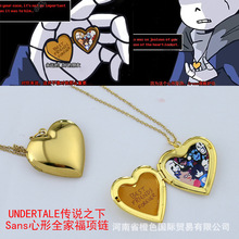 游戏传说之下sans心形项链UNDERTALE爱心全家福照片项链吊坠饰品