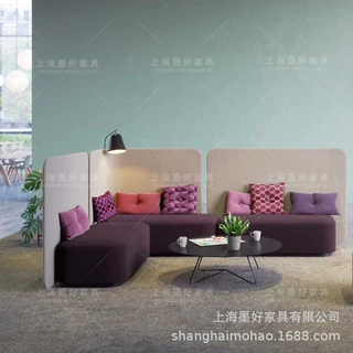 定制欧式高靠背屏风组合沙发设计师创意隐私咖啡厅办公休息区洽谈
